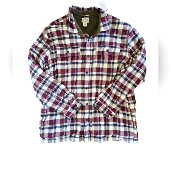 L.L. Bean Fleece Lined Plaid Flannel Mens Button Down Shirt Size XXL - Picture 1 of 5